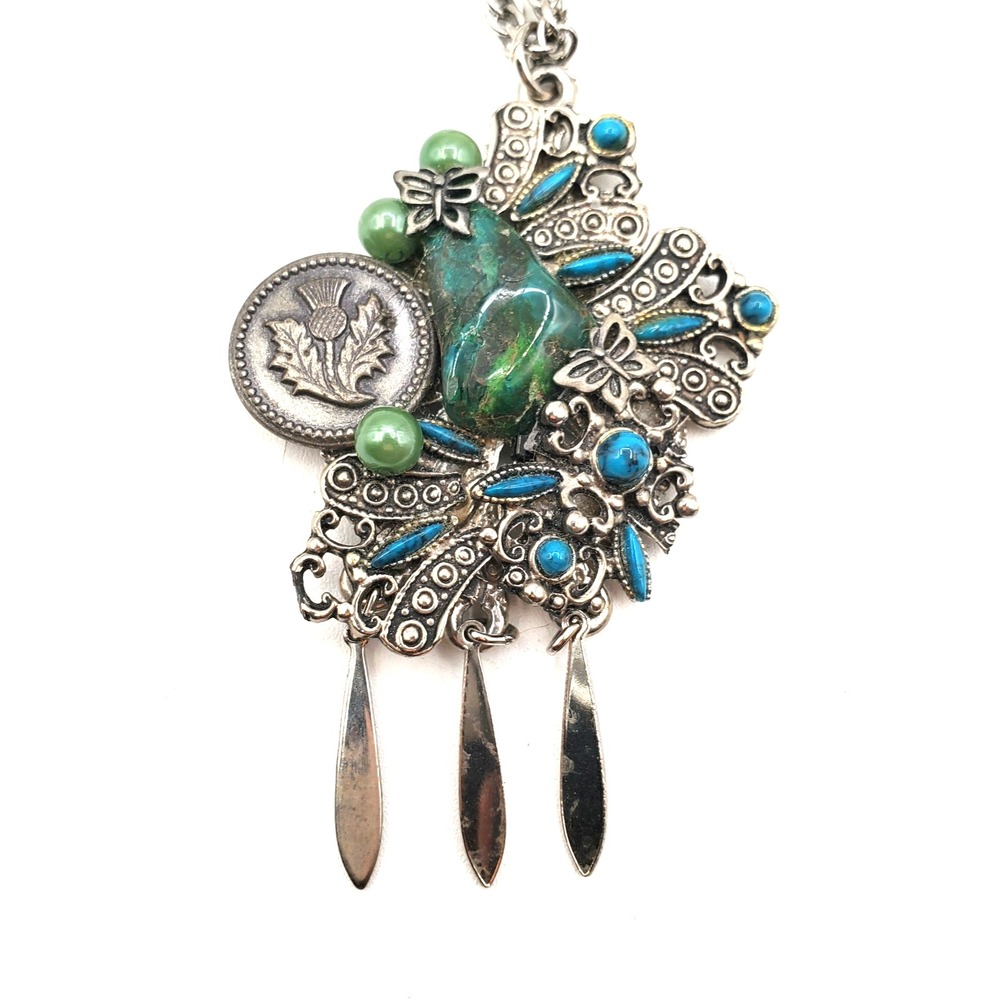Vintage Assemblage Talisman Quirky Necklace Charms Dangles 24"